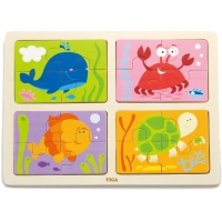 4-in-1 Legkaartbak Seediere/ Puzzle Tray Sea Creatures (Afrikaans & Engels) image